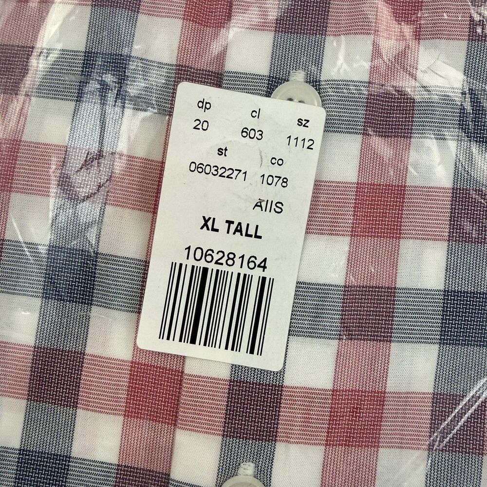 Express NEW Modern Fit Plaid Dress Shirt Men Size XLT Tall Red Blue Long Sleeve - Picture 5 of 8